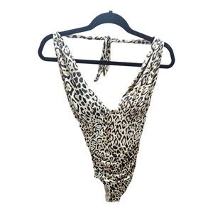 VICTORIA'S SECRET Leopard Print‎ One Piece Halter Top Swimsuit - Size XS